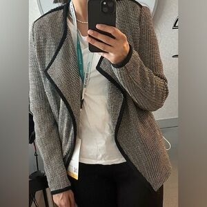 Lk benett sir 8 Womens Black & White Tweed Open-Front Blazer Jacket